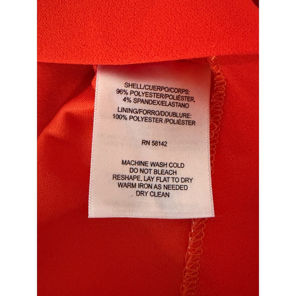 Maggy London Ruffle Neck Sleeveless  Sheath Dress Womens 16 Orange NWT - Picture 8 of 10